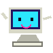 An excited pixel computer bouncing around