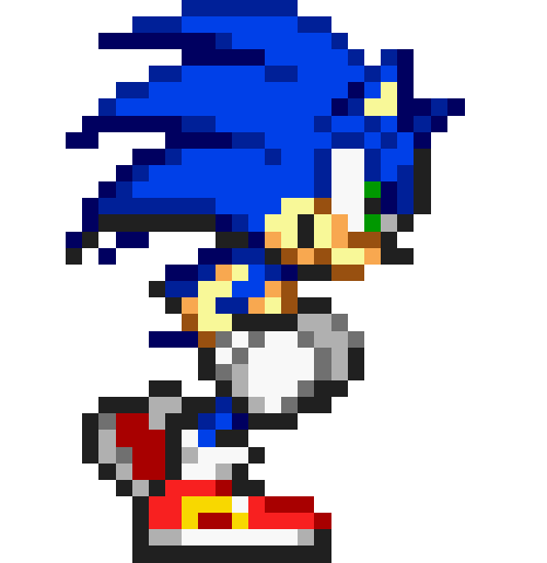 Animated pixel-art Sonic the Hedgehog running